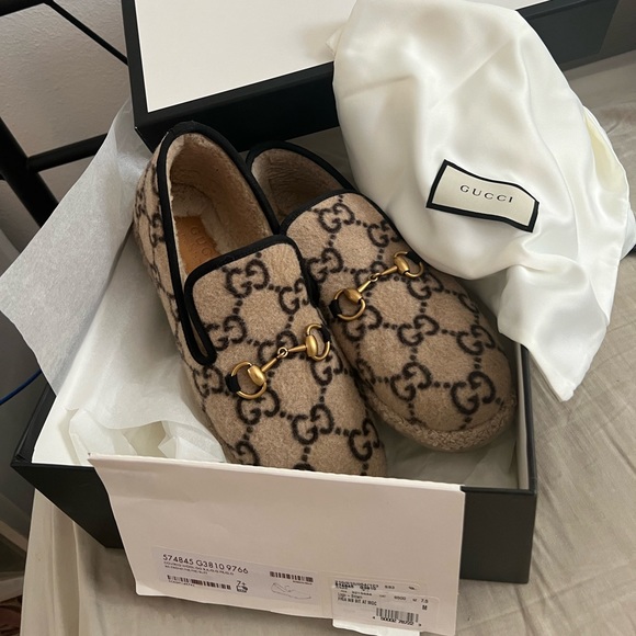Gucci Other - NEW Gucci Wool Gucci Monogram Logo horsebit buckle Loafers -Unisex